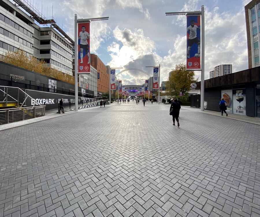 Ketley chamfered pavers at Olympic Way Wembley